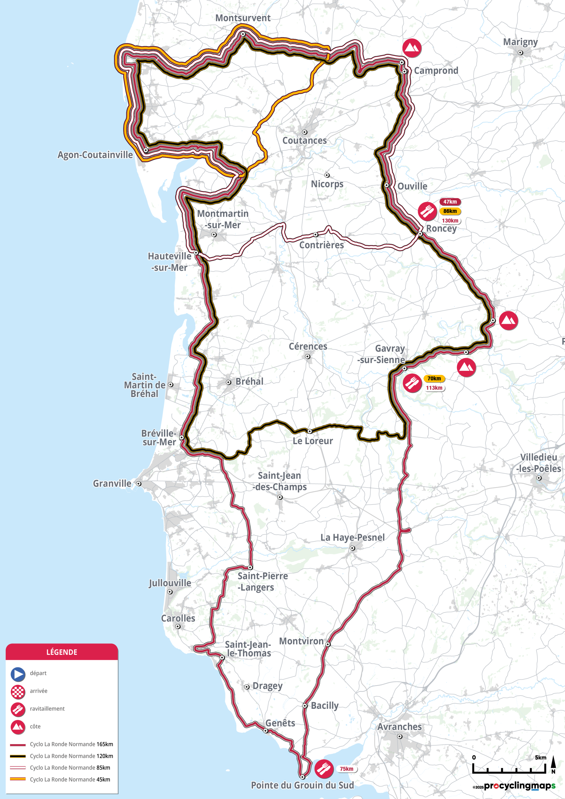cyclo la ronde normande 2026 carte parcours